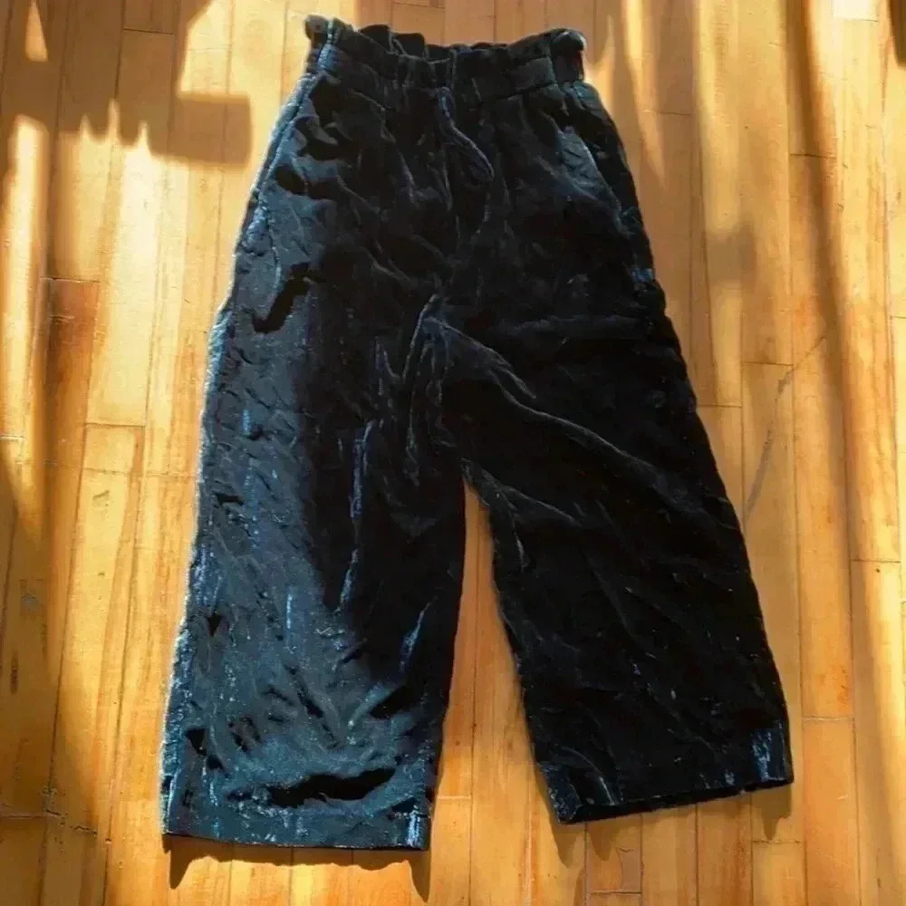 Zara‎ paperbag gaucho velvet  pants